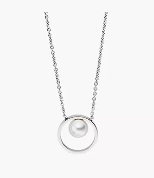 Agnethe Short Silver-Tone Pearl Pendant Necklace
