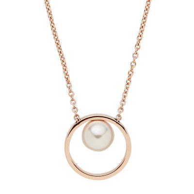 Agnethe Rose Tone Pearl Pendant Necklace SKJ0996791 Skagen