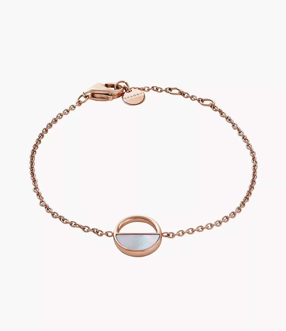 Skagen Women’s Agnethe Mother-of-Pearl Rose Gold-Tone Bracelet