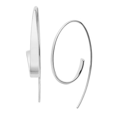 Photos - Earrings Skagen Women's Kariana Silver-Tone Hoop  SKJ1077040 