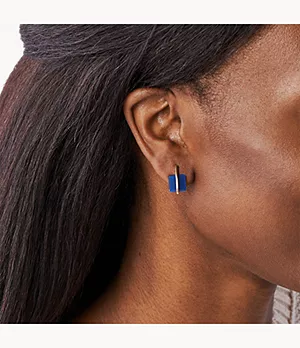 Blue Sea Glass Rose-Tone Drop Earrings