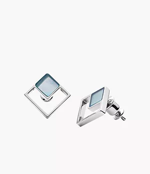Agnethe Silver-Tone Mother-of-Pearl Square Stud Earrings