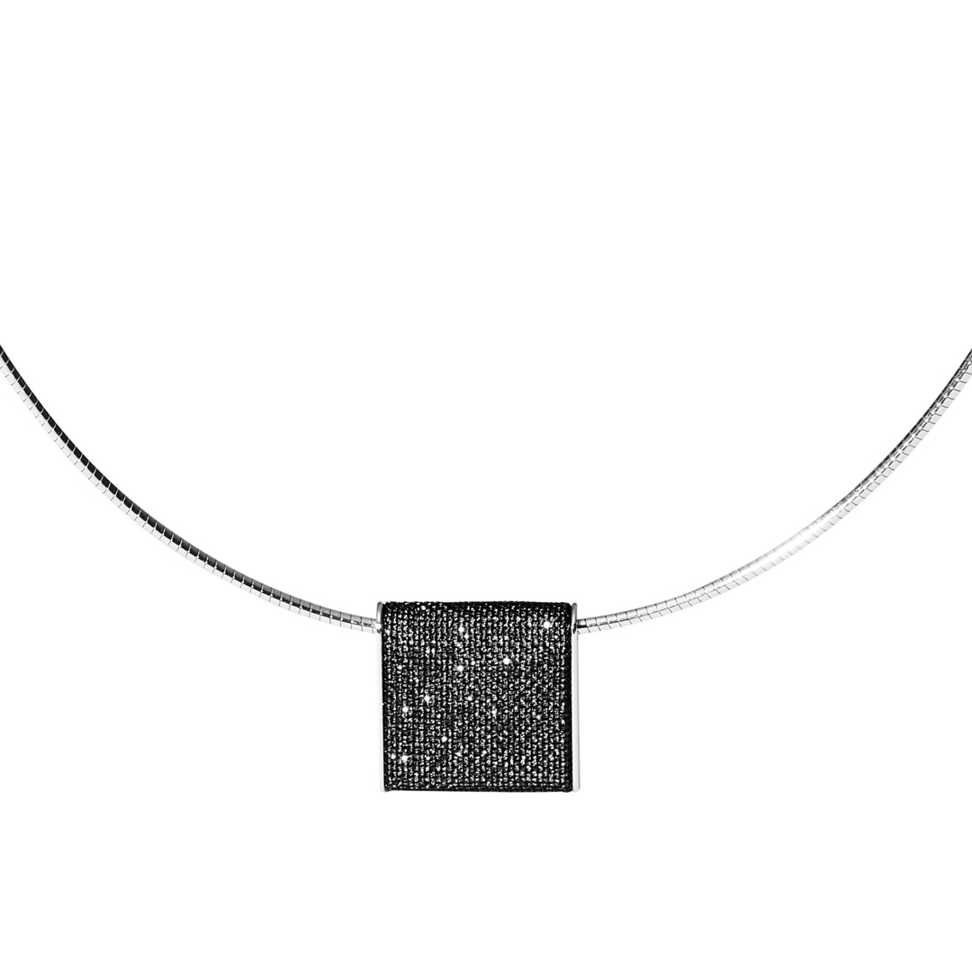 Merete Black Brilliant Mesh Pendant Necklace - SKJ1218998 Merete Black Brilliant Mesh Pendant Necklace - SKJ1218998