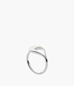 Agnethe Silver-Tone Stainless Steel and Mother-of-Pearl Ring
