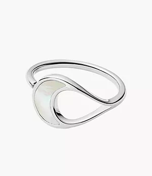 Agnethe Silver-Tone Stainless Steel and Mother-of-Pearl Ring
