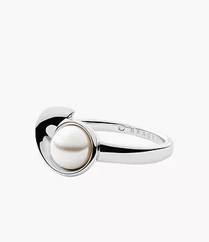 Agnethe Silver-Tone Stainless Steel and Faux Pearl Ring