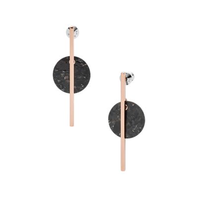 Ellen Rose Tone Stainless Steel and Marble Earrings