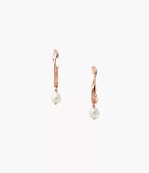 Agnethe Rose-Tone Freshwater Pearl Hoop Earrings