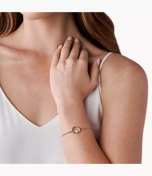 Agnethe Rose-Tone Stainless Steel Pearl Chain Bracelet