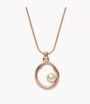 Agnethe Rose Gold-Tone Stainless Steel Pearl Pendant Necklace