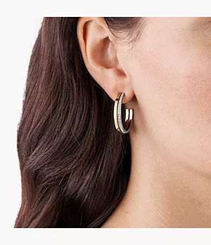 Elin Two-Tone Stainless Steel Hoop Earrings