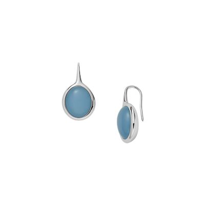 Sofie Sea Glass Silver Tone Stainless Steel Drop Earrings