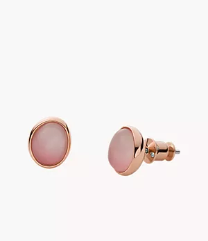 Agnethe Rose Gold-Tone Stainless Steel Mother of Pearl Stud Earrings