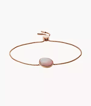 Agnethe Rose-Tone Stainless Steel Mother of Pearl Chain Bracelet