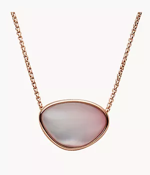 Agnethe Rose-Tone Stainless Steel Mother of Pearl Chain Necklace