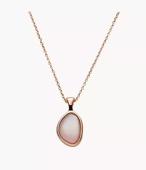 Agnethe Rose-Tone Stainless Steel Mother of Pearl Pendant Necklace