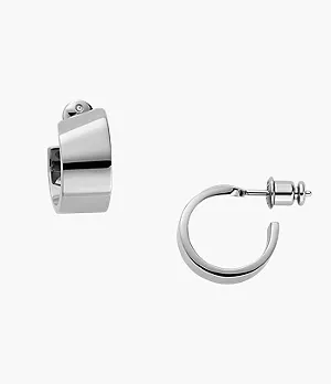 Kariana Silver-Tone Stainless Steel Hoop Earrings