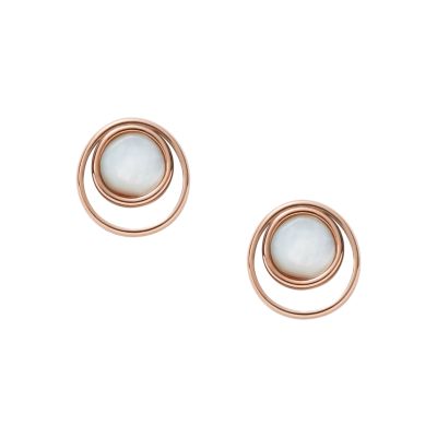 Agnethe Mother-of-Pearl Rose-Tone Stainless Steel Stud Earrings