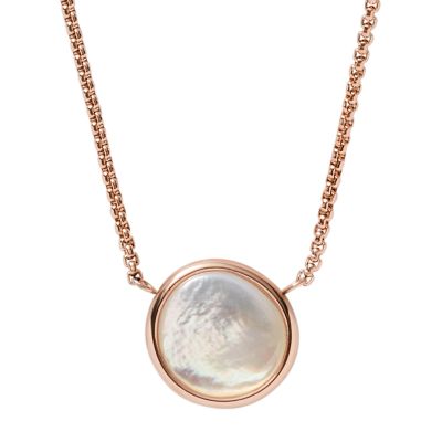 Agnethe Mother-of-Pearl Rose-Tone Stainless Steel Station Necklace