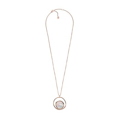 Agnethe Mother-of-Pearl Rose-Tone Stainless Steel Pendant