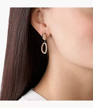 Elin Rose-Tone Stainless Steel Drop Earrings