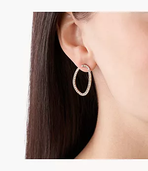Elin Rose-Tone Stainless Steel Hoop Earrings