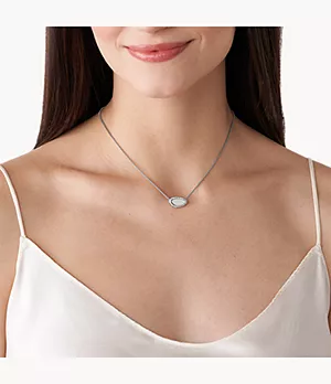 Elin Silver-Tone Stainless Steel Station Necklace
