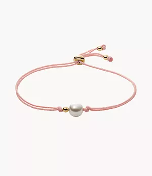 Bracelet de perles Agnethe en nylon et perle de cristal, blanc