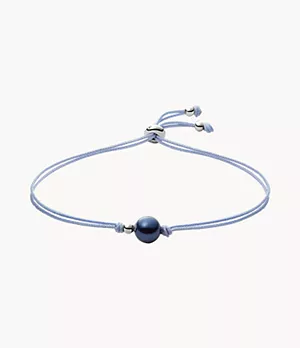Bracelet de perles Agnethe en nylon et perle de cristal, bleu