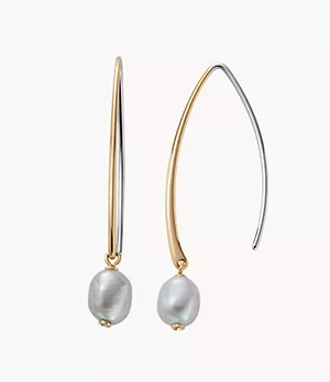 Boucles d’oreilles pendantes Agnethe dorées avec perles d’eau douce