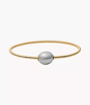 Agnethe Gold-Tone Fresh Water Pearl Bangle Bracelet