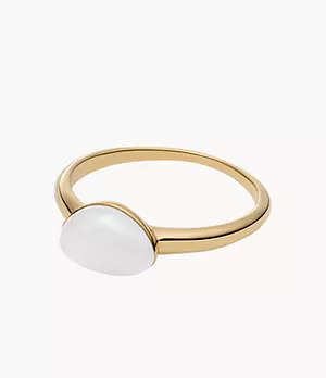 Sea Glass Gold-Tone Stainless Steel Ring