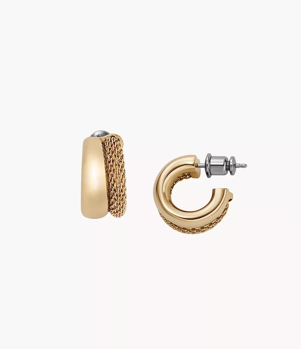 Skagen Women’s Merete Gold-Tone Stainless Steel Huggie Hoop Earrings