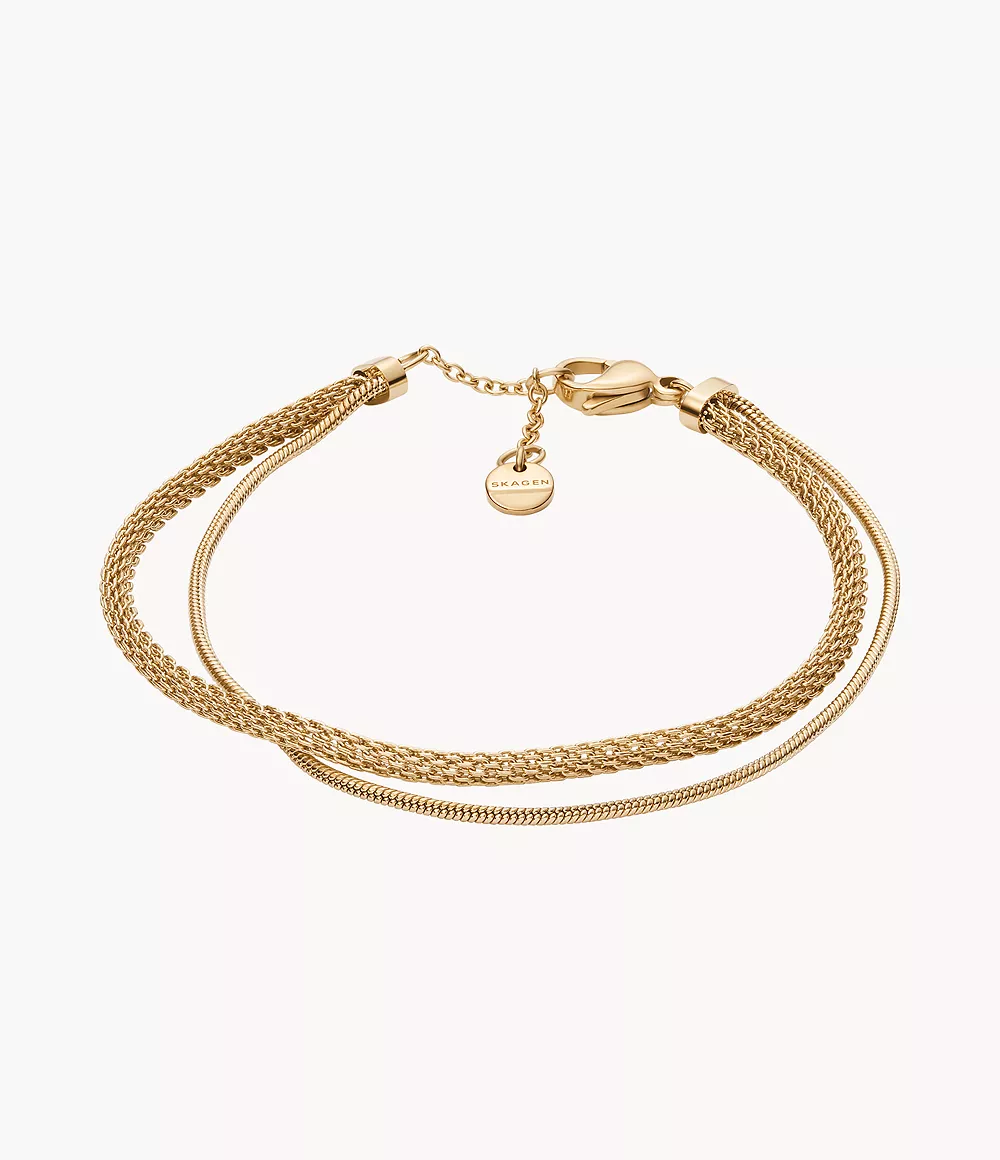 Skagen Unisex Merete Gold-Tone Stainless Steel Multi Strand Chain Bracelet
