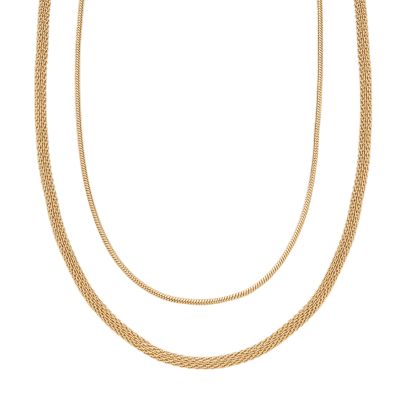 Photos - Pendant / Choker Necklace Skagen Women's Merete Gold-Tone Stainless Steel Multi Strand Necklace SKJ1 