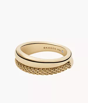 Merete Gold-Tone Stainless Steel Stack Ring