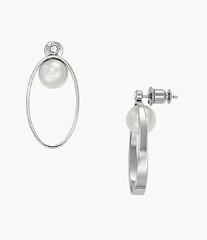 Agnethe Pearl White Glass Hoop Earrings