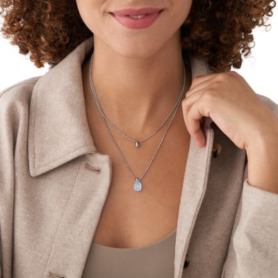 Skagen blue sea store glass necklace