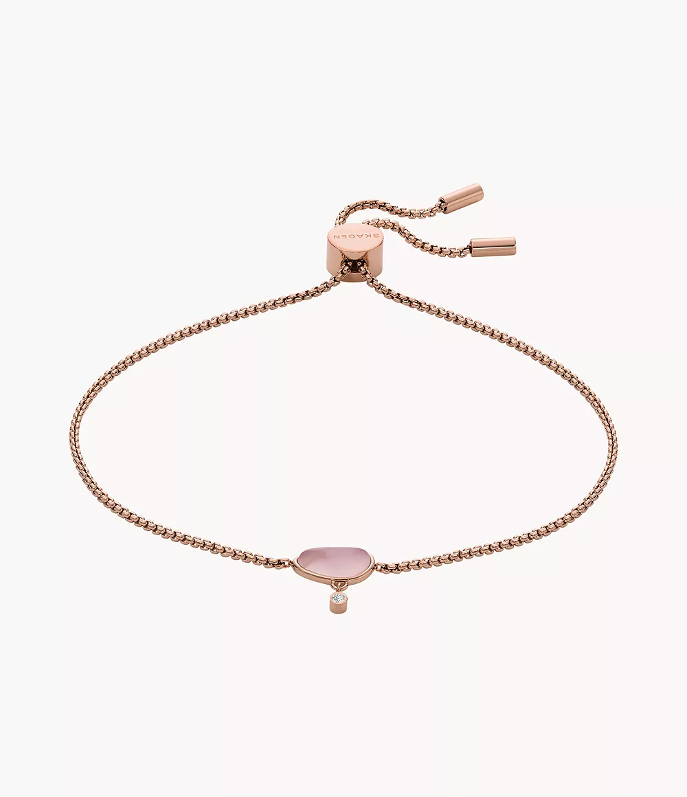 Skagen Women’s Sofie Sea Glass Pink Glass Chain Bracelet
