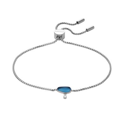 Sofie Sea Glass Blue Glass Chain Bracelet