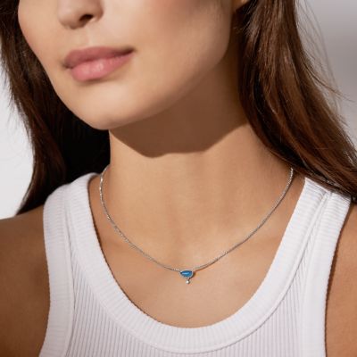 Sofie Sea Glass Blue Glass Chain Necklace