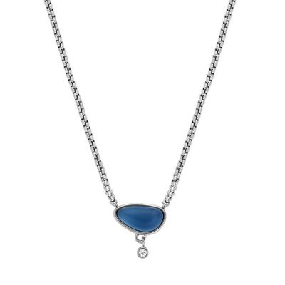 Sofie Sea Glass Blue Glass Chain Necklace