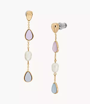 Sea Glass White Freshwater Pearl Drop Earrings