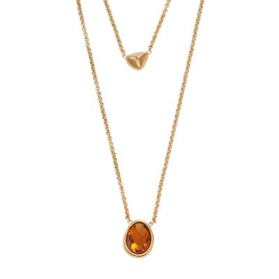 Photos - Pendant / Choker Necklace Skagen Women's Sofie Sea Glass Honey Multi-Strand Necklace - Gold-Tone SKJ 