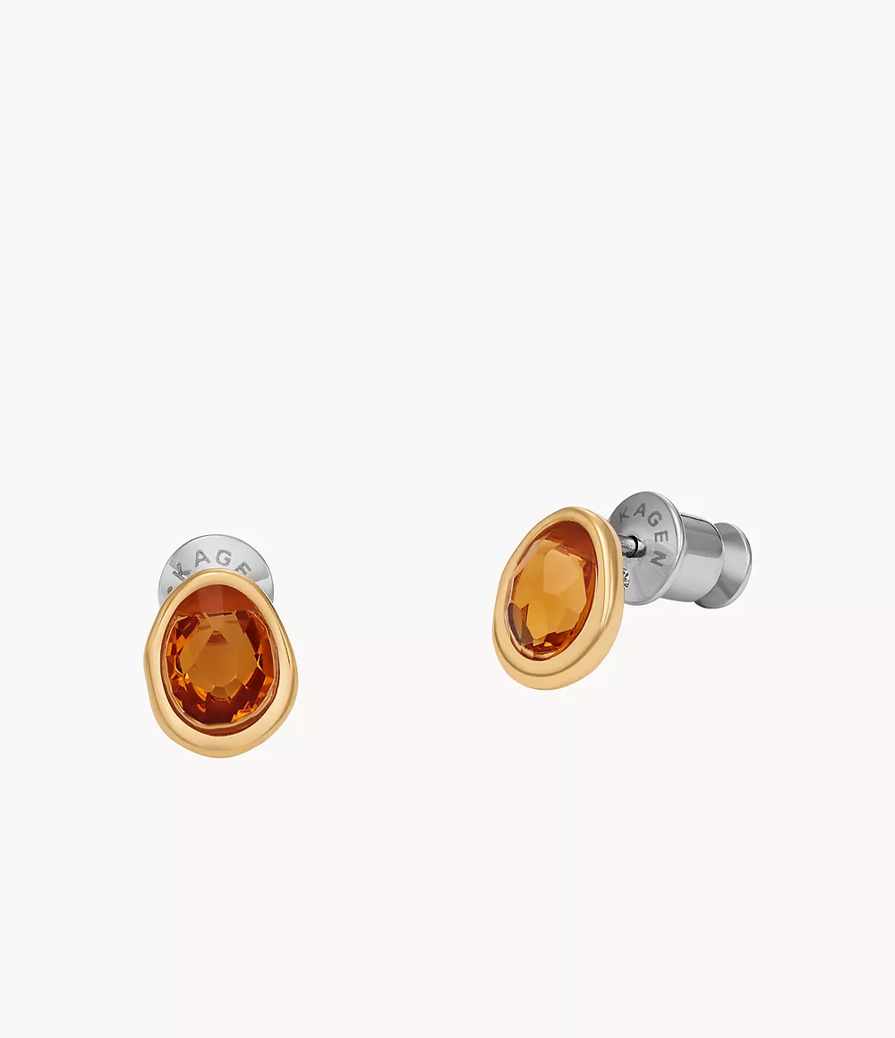 Skagen Women’s Sea Glass Honey Glass Stud Earrings - Gold-Tone