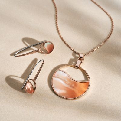 Agnethe Mother of Pearl Ombre Sepia Pendant Necklace SKJ1744791