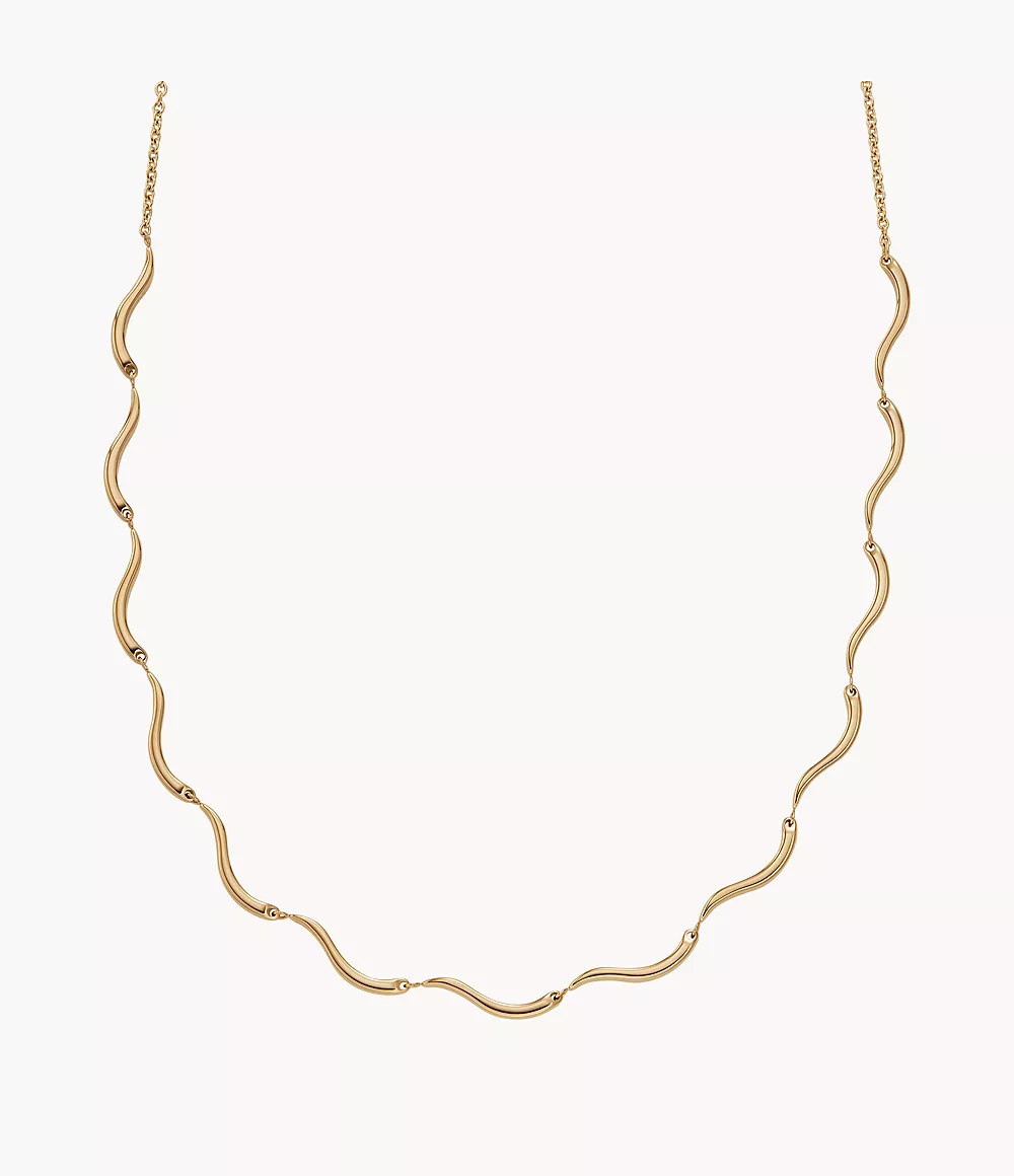 Skagen Unisex Wave Gold-Tone Stainless Steel Chain Necklace
