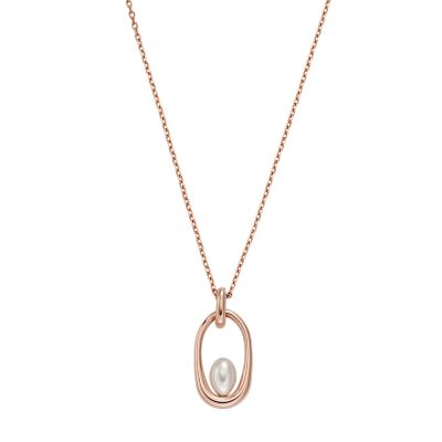 Photos - Pendant / Choker Necklace Skagen Women's Agnethe Pearl Shell Pendant Necklace - Rose Gold-Tone SKJ17 