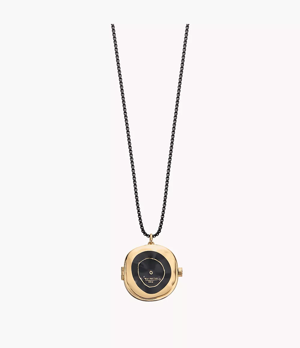 Skagen Women’s Skagen x Basquiat Black Stainless Steel Chain Gold-Tone Locket Necklace - Gold-Tone