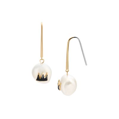 Skagen x Basquiat White Pearl and Iconic Crown Pull-Through Earrings  SKJ1756710 - Skagen